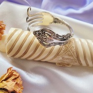 美國西洋古董飾品 / 1964年EL GRANDEE手工銀器雕花純銀袖口手環