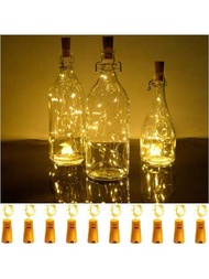 酒瓶燈,10 包電池供電 Led 形狀銀色銅線彩色仙女迷你串燈,適合 Diy、派對、裝飾、聖誕節、萬聖節、婚禮(冷白色/暖白色/多色)