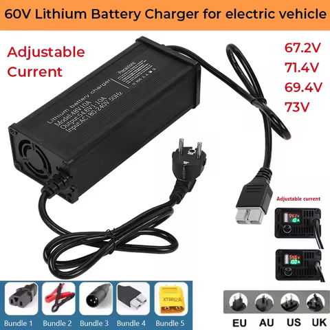 60V 1-8A 1-20A Adjustable Lithium Battery Charger 16S 17S 19S 20S 67.2V 71.4V 69.4V 73V For Lithium 