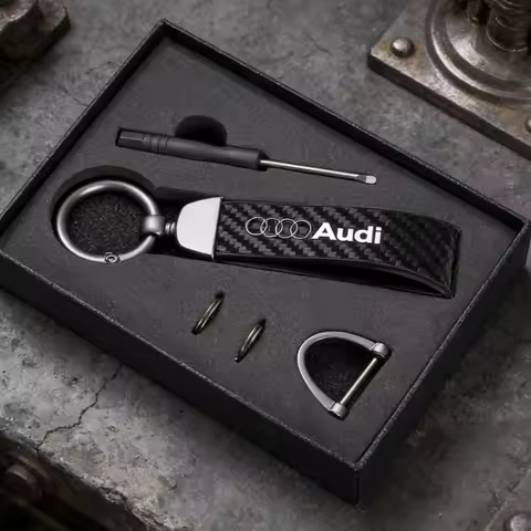 For Audi A1 A2 A3 A4 A5 A6 A7 A8 Q1 Q2 Q3 Q4 Q5 Q6 Q7 Q8 TT B8 RS3 Car Carbon Fiber Keychain Zinc Al