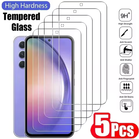 5Pcs Tempered Glass For Samsung Galaxy A06 A56 A05 A15 A16 A25 A35 A55 5G Screen Protector A54 A34 A