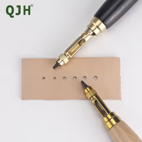QJH 1Set Japanese Screw Punch Tool Kit Hole Punch 6 Tips Size 1.5mm - 4mm for Sewing DIY Leathercraf
