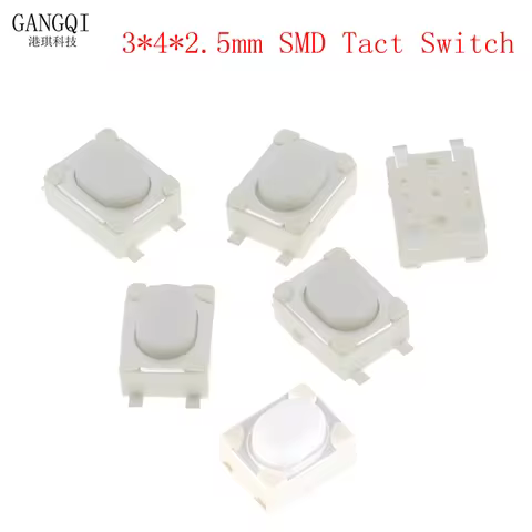100PCS/LOT 3*4*2.5mm SMD Tact Switch 4 Pin Touch Micro Switch Push Button Switches 3x4x2.5H White Bu