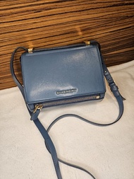 Givenchy Mini Pandora Box Blue Grained Leather Crossbody Bag