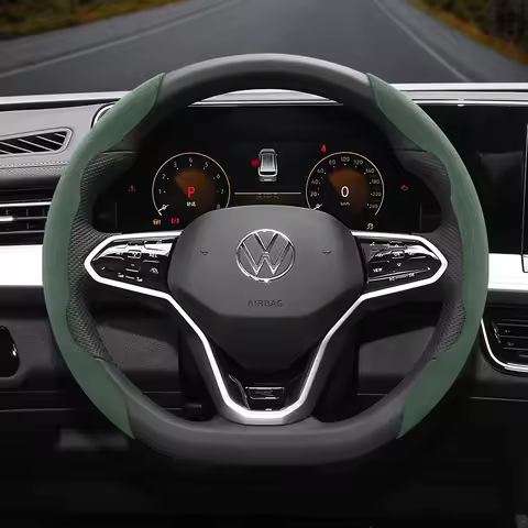 Suitable for Volkswagen Anti-Slip Buckle Segmented Suede Steering Wheel Cover Suitable for Polo Golf