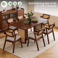 【SAMPOINT FURNITURE】Solid Wood Dining Set 1+6 / 1+8 | 6 Seater & 8 Seater Dining Table Set | Modern 