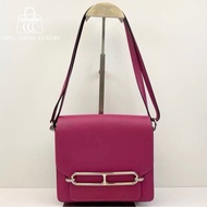 🌈Hermes💜Mini Roulis 19💜玫瑰紫色銀扣🌈99新🌟Evercolor皮🌟miniroulis🌟roulis19🌟豬鼻子🌟愛馬仕🌟