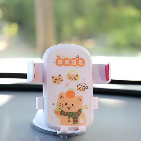 4 Colors Universal Sucker Car Phone Holder Cute Designs Chinese Characters Lucky Design Phone Stand 