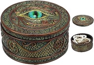 Ebros Gift Eye Of The Dragon And Scales Decorative Round Trinket Jewelry Box Figurine 4"Wide Medieva