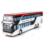 DOUBLE-DECKER TOURIST TRAFFIC BUS ALLOY PASSENGER CAR MODEL SIMULATION DIECAST METAL TOY BUSINESS BU