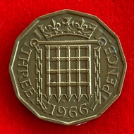 English Coin United Kingdom 3 pence 1966 Coin​Foreign