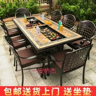 D-H LTOutdoor Grill Courtyard Cast Aluminum Table and Chair Integrated Commercial Outdoor Table and Chair Rain-Proof Iro