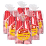 Glad Disposable Red Plastic Cups for Everyday Use, 16 Oz | 100 Plastic Disposable Cups, Strong & Stu