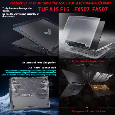 Notebook hard shell For 2024/2023 ASUS TUF Gaming F15/A15 FA507/FX507 Laptop Case A16 F16 FA607/FX60