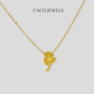 CACO 999 Pure Gold Pendant Necklace "Golden Rose" with 18K Gold Plated on 925 Silver Chain (1 Piece)