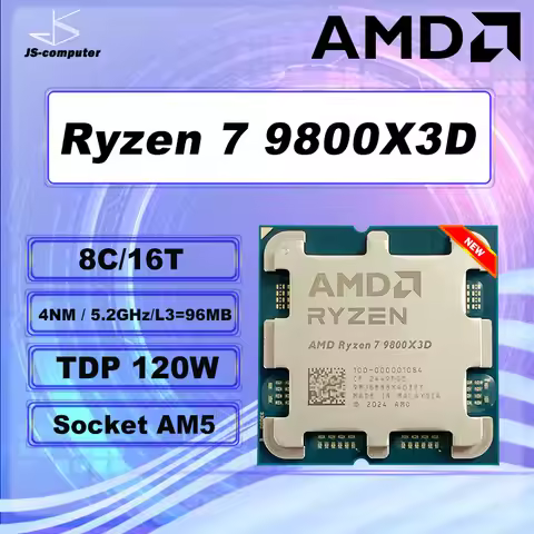 AMD Ryzen 7 9800X3D New R7 9800x3d Gaming CPU 5.2GHz 8-Core 16-Thread L3=96M 100-100001084 4NM TDP 1