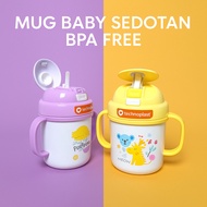 UNGU TECHNOPLAST Cats Is In The Air Mug Handle 310ml Baby Mug Straw Fancy Baby Mug 310ml - PURPLE 31