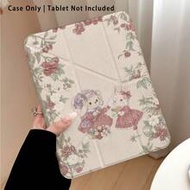2 Rabbits And Floral Pattern Painted Effect Acrylic Crystal Tablet Protective Case With Stand, Compa