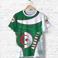 Men Casual Oversized T-shirt Algeria DZ Flag Pattern Round Neck Short Sleeve Apparel