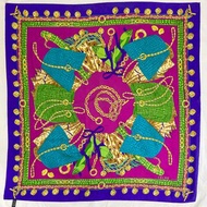 Celine 古董手提包鍊條金幣流蘇方巾絲巾