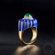 AIFEI JEWELRY Crown Ring Sterling Original Korean Women Gold Emerald Accessories 925 For Vintage Adjustable 純銀戒指 Silver Perak Cincin Perempuan R2597