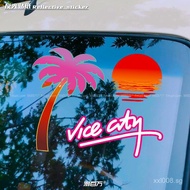 Creative retro-style car stickers GTA5Sunset glow tree waterproof reflective car sticker for electri