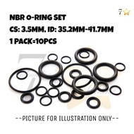 10PCS / NITRILE / BUNA O-RING SETS CS-3.5MM ID-35.2MM~41.7MM NBR O/R (P035.5-P042)