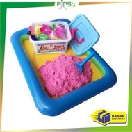 FH-M180 Mainan Pasir Ajaib Set Magic Sand 1.5KG 3 WARNA Sekop Cetakan Pasir Ajaib + Box Container