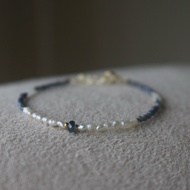 Bracelet September Birthstone Sapphire Pearl-Broken Record-