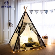 100 soft Cotton canvas playhouse 4 side Indoor kids Teepee black and white stripe tent with window