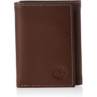 Timberland Mens Leather Trifold Wallet With ID Window Brown Hunter