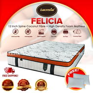 Free Shipping / Lucrezia Felicia (12 inch) Latex Feel Foam Coconut Fibre Mattress / Tilam / 椰丝床垫 Single Queen King