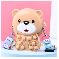 PROMO TERBATAS TAS POP IT ANAK TAS SELEMPANG POP IT TEDDY BEAR / PIKACHU / HAPPY CAT | READY