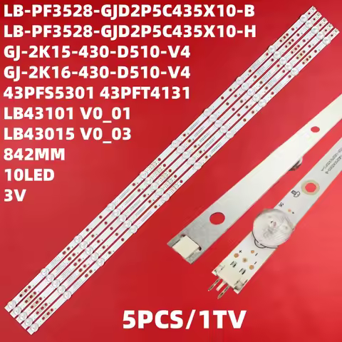 LED Backlight strip 10 Lamp For BDM4350UC 43PFT4131 43PFS5301 GJ-2K15-430-D510 GJ-2K16-430-D510-V4 0