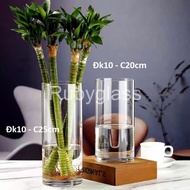 Round cylindrical glass flower vase D10 x H20cm, cylindrical glass vase, basic plain cylindrical flo