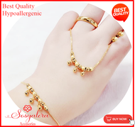 Sosyalera 18k Bangkok Gold Plated Adjustable Ring Kisses 001 Jewelry Set Necklace Bracelet Earrings Ring