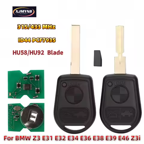 XJMYNB 315/433Mhz ID44 PCF7935 Chip Remote Car Key For BMW Z3 E31 E32 E34 E36 E38 E39 E46 Z3i 3 Butt