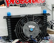 พัดลม Prorace ขนาด 25*25 cm แผงออยเกียร์ พร้อมชุดติดตั้ง พัดลมรอบสูง ออยคูลเลอร์ Oil Cooler พัดลม ลดความร้อน ระบายความร้อน