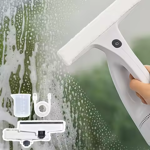 3-in-1 electric window cleaner: vacuum, water suction, and squeegee, cleans tiles and mirrors, can b