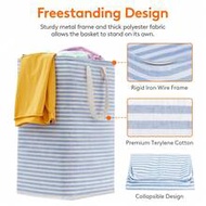 75L Large Foldable Laundry Basket, Standalone Waterproof Clothes Storage Bin With Convenient Handle,