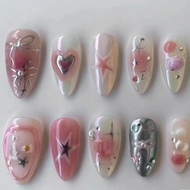 Y2K Gel Nails Pink Cute Korean Style Very Beautiful.