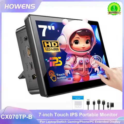 1024*600 7-inch IPS Portable Monitor 60HZ For Laptop XBox PS4 / 5 Switch TV Box Cell Phone PC Extens