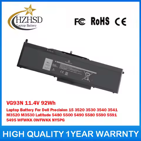 VG93N 11.4V 92Wh Laptop Battery For Dell Precision 3520 3530 3540 3541 M3520 M3530 Latitude 5480 550
