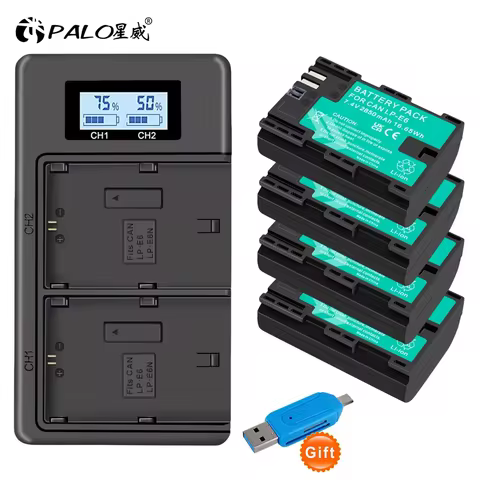 LP-E6 LP E6 LPE6 E6N Camera Battery+ LCD Dual Charger For Canon EOS 5DS R 5D Mark II III 7D 60D EOS 