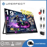 UPPERFECT 19" Portable Monitor 4K 144Hz QLED, FHD 3840×2160, 500 Nits,1200:1, 146% sRGB, 0.1ms, Buil
