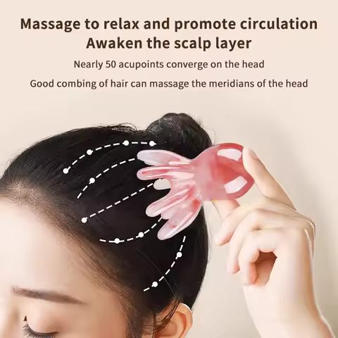 #Resin Octopus Massage Comb Head Meridian Scraping Scalp Massage Brush Acupuncture Gua Sha Massage C