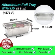 ALUMINIUM FOIL TRAY WITH LID @ S SIZE [RECTANGLE] - 5PCS  (Code:4571-P)