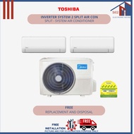 MIDEA System 2 - MAE-3M25E + MSEID-09x2 ALL EASY PRO Inverter Aircon R32 Gas 5ticks ✔✔✔✔✔ + FREE UPG