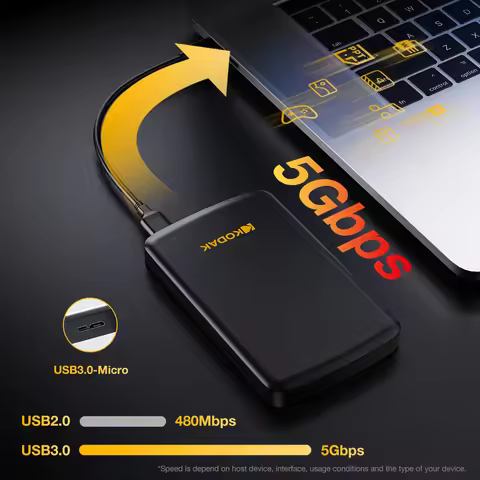KODAK P150 2.5" Portable External Hard Drive 1TB/500GB USB 3.0 - Fast Transmission for PC, Laptop, S