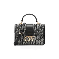 CK & WQ Monogram หัวเข็มขัดโลหะถือกระเป๋าผู้หญิงแฟชั่นย้อนยุคกระเป๋าสะพายข้างสะพายไหล่ของผู้หญิง